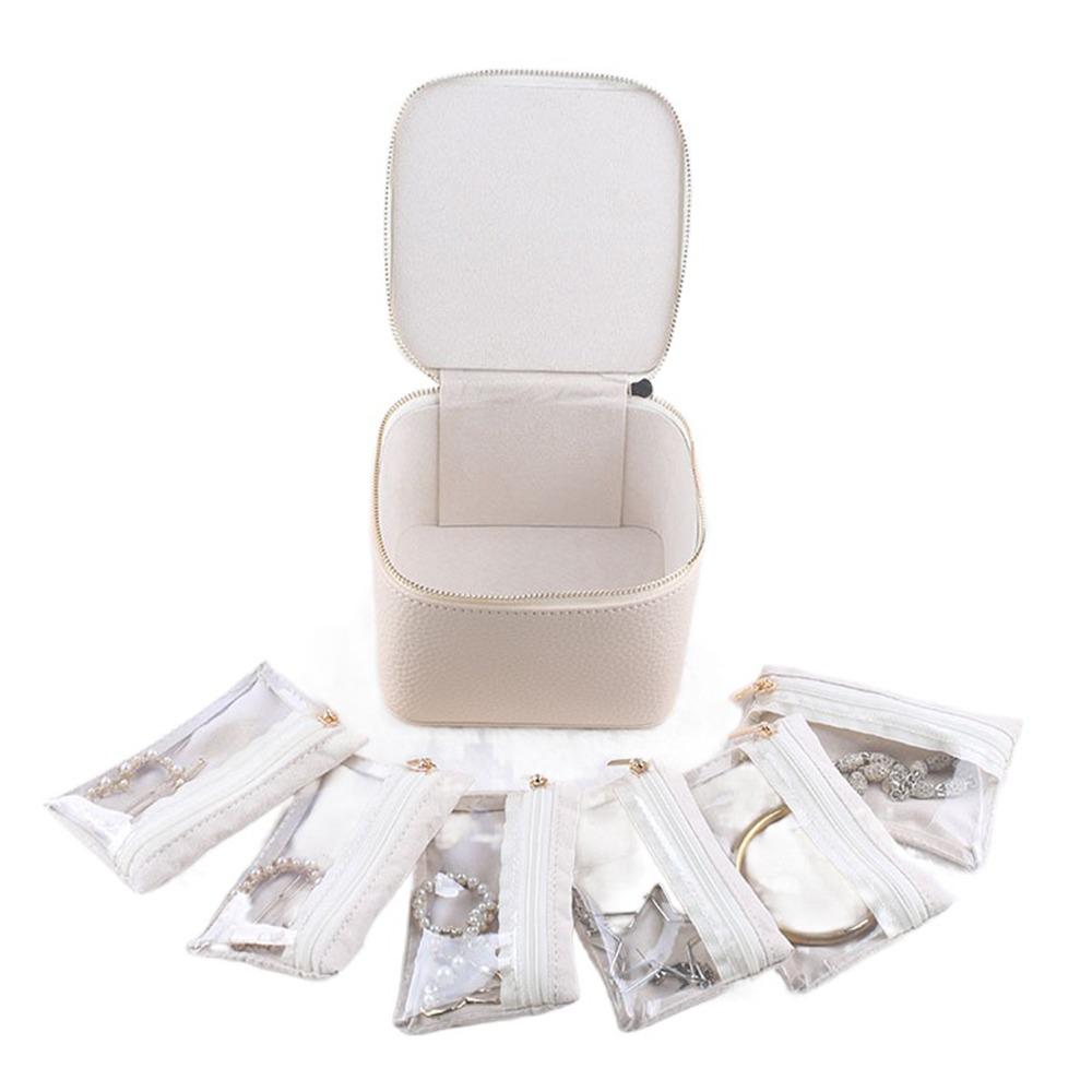 Genuine Leather Jewelry Packing Bag Portable Earrings Storage Case Jewelry Holder Handbag  Travel