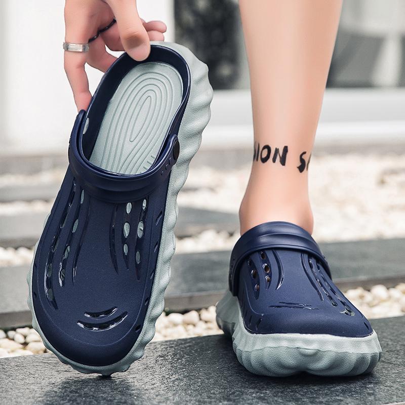 Sandalen für Herren Lochschuhe für Herren Runde Zehenpartie Strandschuhe Jelly-Sandalen Herren Hausschuhe Fahrschuhe