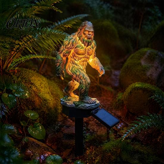 Lawn Decorative Light Dragon Solar Garden Light, Outdoor Sasquatch Statue Lamp, Fantasy Creature Sculpture, Pathway for Yard Decor with