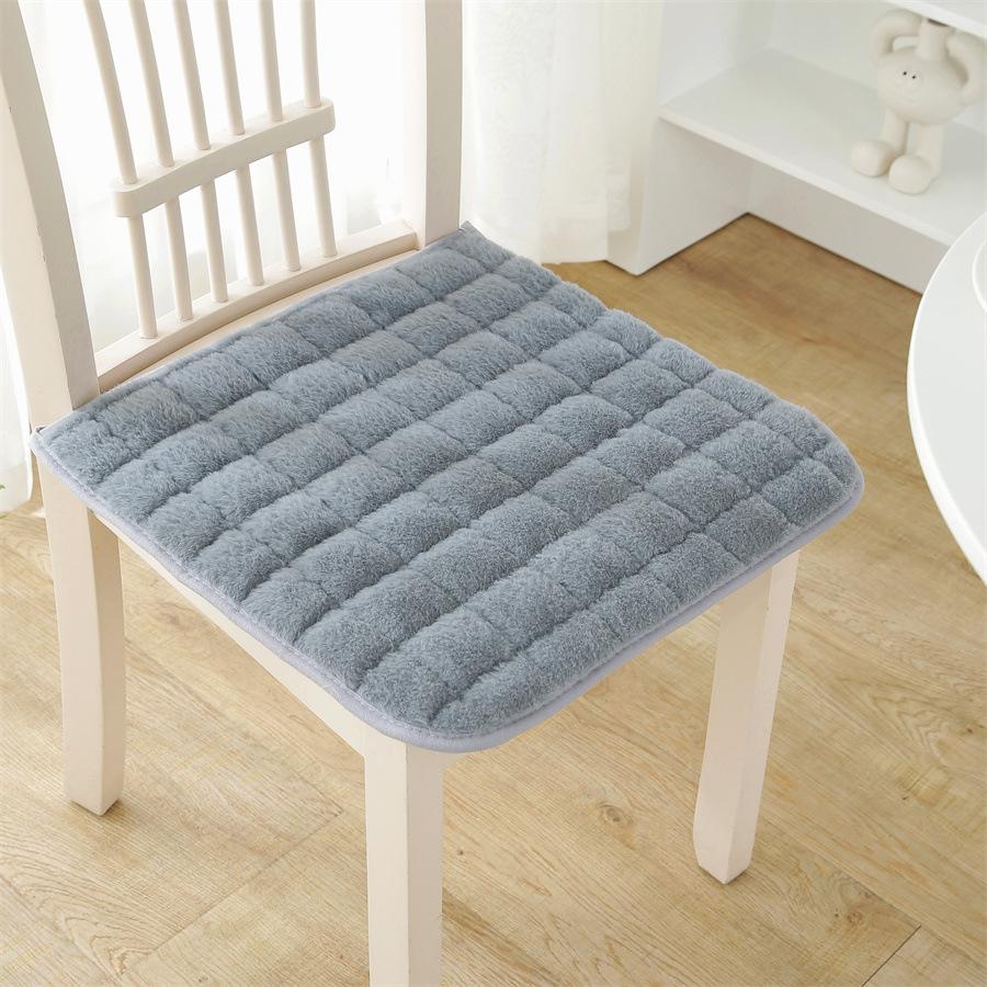 2PCS Winter Plush Meal Chair Cushion Chair Cushion Thickened Solid Color Chair Cushion Office Seat Cushion