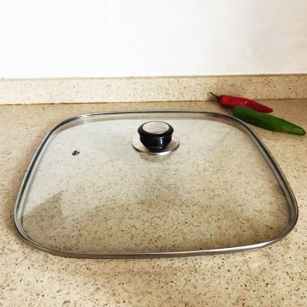 Korean Style 30cm Tempered Glass Square Lid for Universal Electric Hot Pot