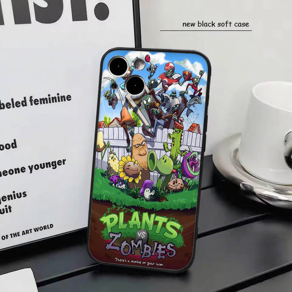 

Чехол для телефона Plants Vs Zombies для iPhone 17 air 16 15 14 13 12 11 Pro, черный, мягкий iphone 13