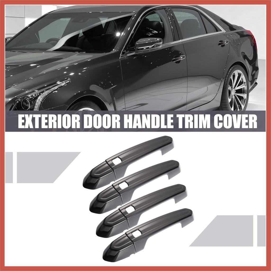 ACROPIX Exterior Outside Door Handle Cover Kit Front Rear Left Right for Cadillac XT4 XT5 XT6 CT4 CT6 CTS ATS XTS 2013-2021 Gloss Black Car Parts