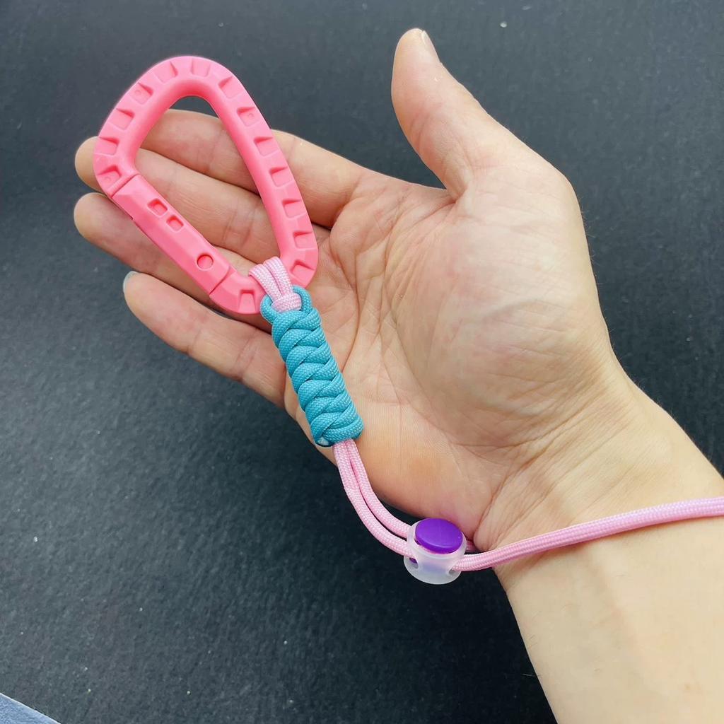 Hand-woven Paracord Carabiner Anti-lost Adjustable Keychain Outdoor Hiking Tools Kettle Buckle Hooks Backpack Accessories