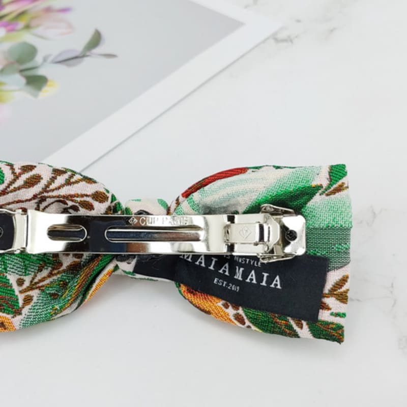 MAIA Rose Jacquard Ribbon Pin - Green