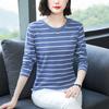 Women Plus Size Striped Long Sleeve T-Shirt O-Neck Cotton Loose Casual Fall Basic Base Top M-5XL