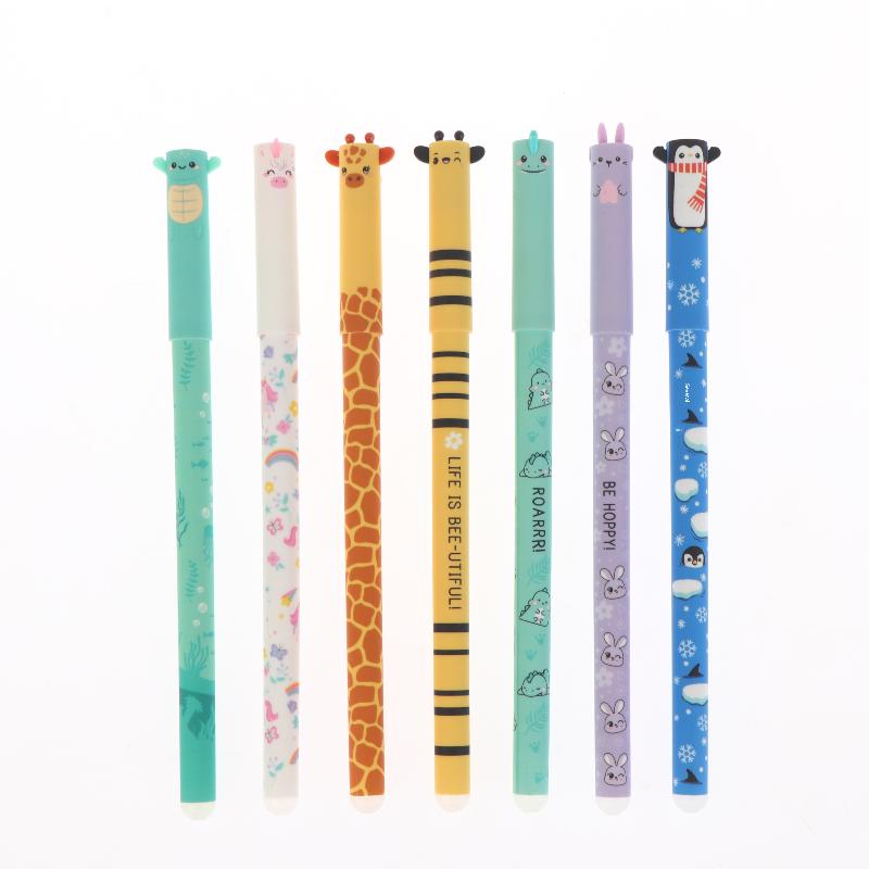 

7/8Pcs Cartoon Animal Erasable Gel Pens 0.5mm Colorful Ink Ballpoint Pens Smooth Writing For Office School Stationery Supplies