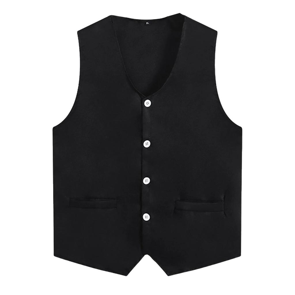 Womens Mens Button Vest Uniform Adult Waiter Bartender Work Uniform Unisex Volunteer Activity Vest Waistcoat