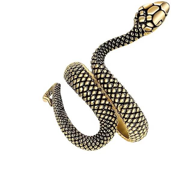 Retro Snake Ring Black Color Adjustable Stainless Steel Rings for Women Men Vintage Punk Hip Hop Bands Jewelry Accessories Gift