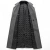 Men Double Breasted Woolen Coat Long Over Knee Notched Lapel Thick Padded Liner Trench Coat Business Casual Winter Warm Solid Color Outerwear