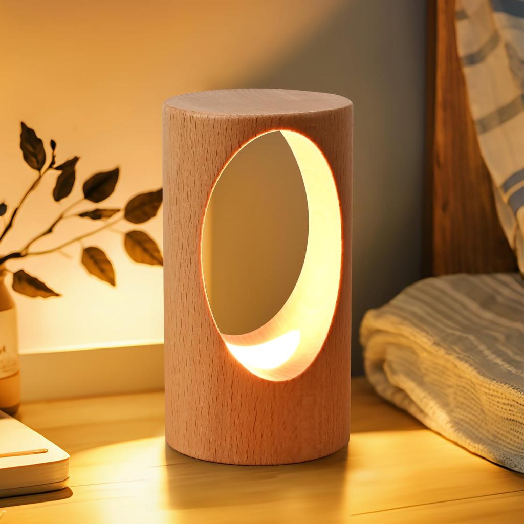 LED Wooden Desk Lamp, Bedroom Bedside Night Light, Dimmable LED Lighting, Creative Home Decor Table Lamp, Unique Housewarming Gift