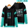 New Fashion Cartoon Hatsune Miku Anime Characters Winter 3D Printed Zipper Hooded Sweatshirt Friend Surprise Birthday Gifts