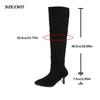 Retro Black Suede Knee High Boots Women 2025 Winter Sexy Pointed Toe High Heel Riding Boots Party Dress Shoes Plus Size
