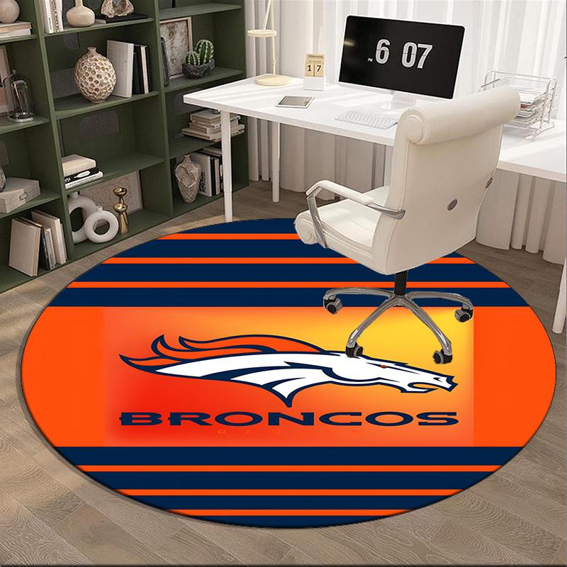 Denver Broncos Round Rug for Livingroom,Bedroom, Palyroom, Chair Rug, Area Rug, Circle Carpet, Large Size Fan Christmas Gift