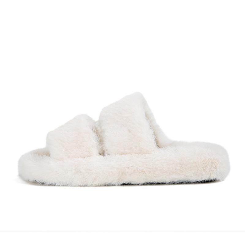 TX-1 fleece thick-bottomed flat-bottomed one-word fairy fluffy slippers outer wear female spring and autumn new models
