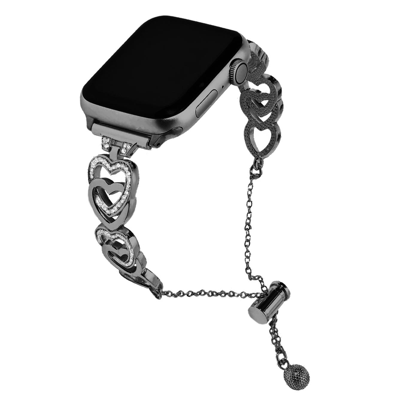 

Для Apple Watch 10 46мм/Ultra 2/Ultra 49мм/9 8 7 45мм/SE (2023) SE (2022) SE 6 5 4 44мм/3 2 1 42мм Нарядний ремінець Цинковий сплав Серце Ремінець для годинника Black