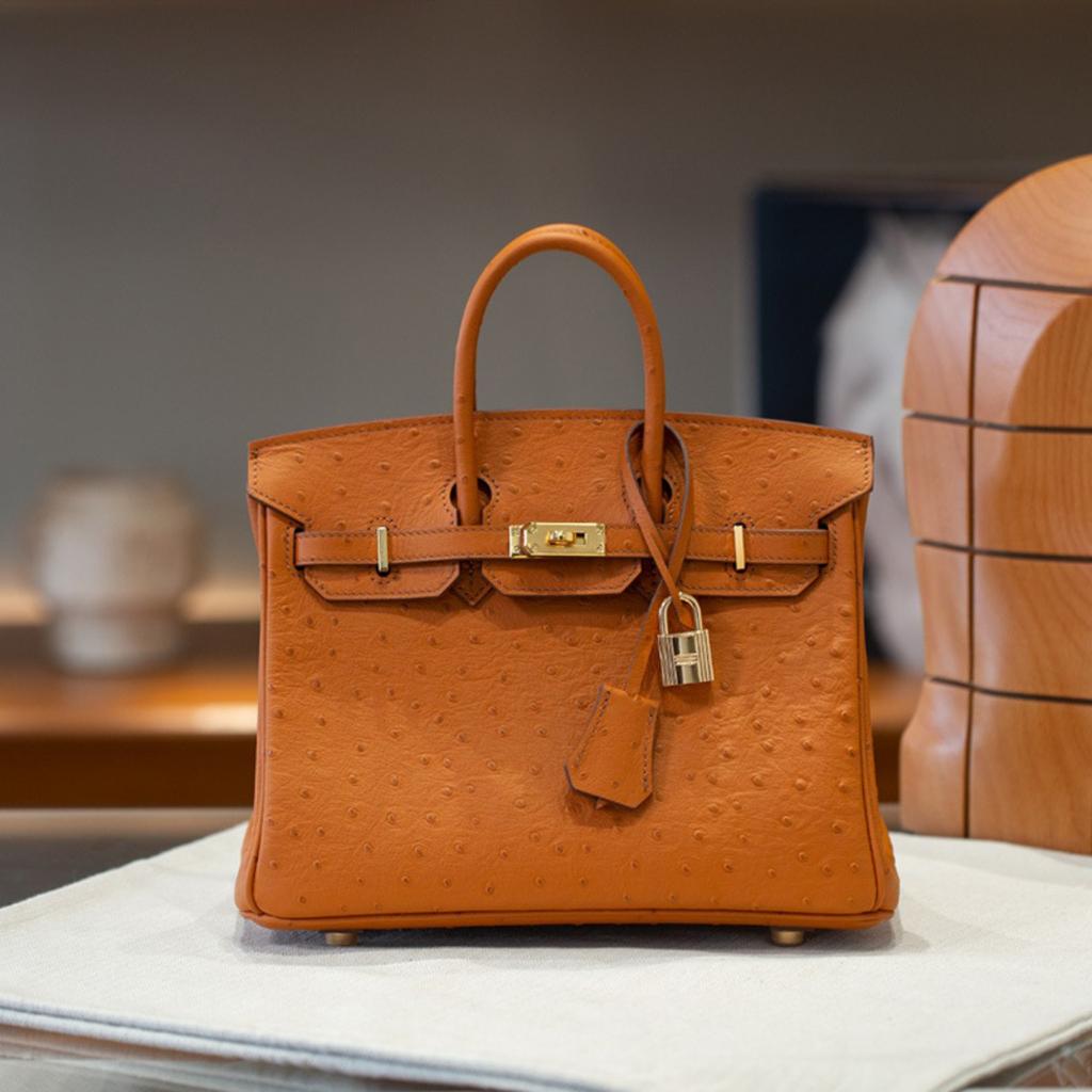 Cross-border spot first-layer cowhide 25/30 ostrich pattern genuine leather fashionable large-capacity women's handbag