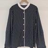 1116 Autumn New Women's Lapel Japanese Cotton Shirt Loose Shirt Top Cardigan Striped Literary Style