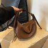 Women's Daily Shoulder Bag Simple Weaving New Moon Female Solid Color Fashion Crossbody Bag Leisure Commuter Bag