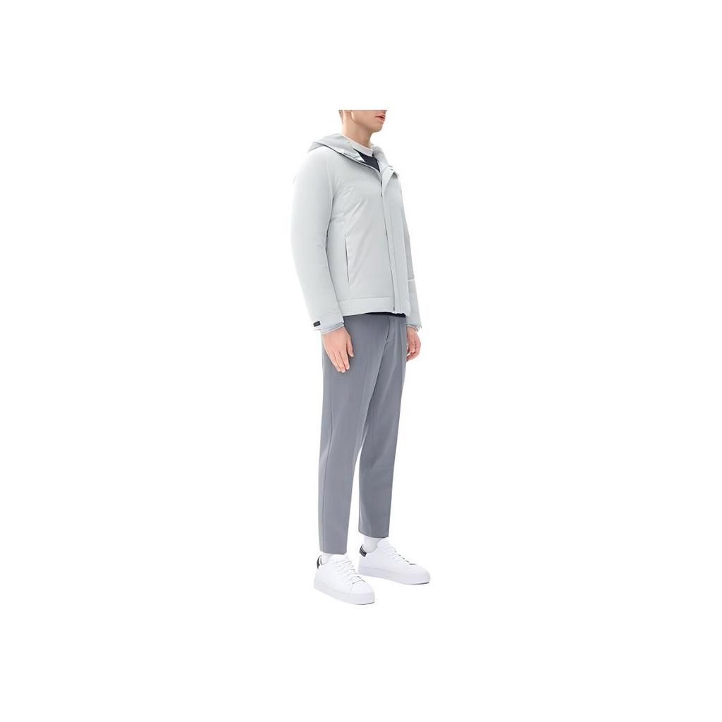 Fila Minimalist Hooded Solid Color Business Casual Warm Long Sleeve Down Jacket Men Outerwear Mountain-Rock-Gray F11M247910F-GY
