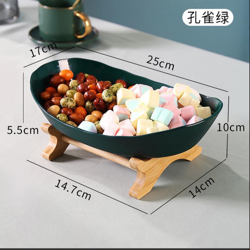 

Light luxury double-layer fruit basin, living room wooden fruit plate, home creative ornament for candy, dried fruit box