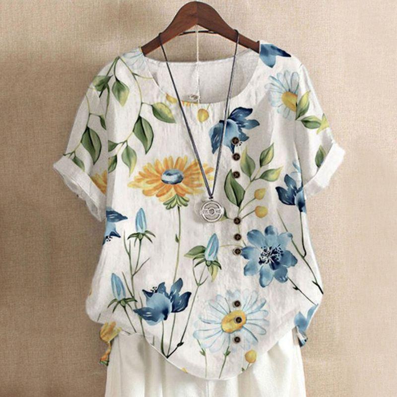 

Новая футболка Amazon Wish с принтом, хлопок-лен, короткий рукав Yellow sunflower S