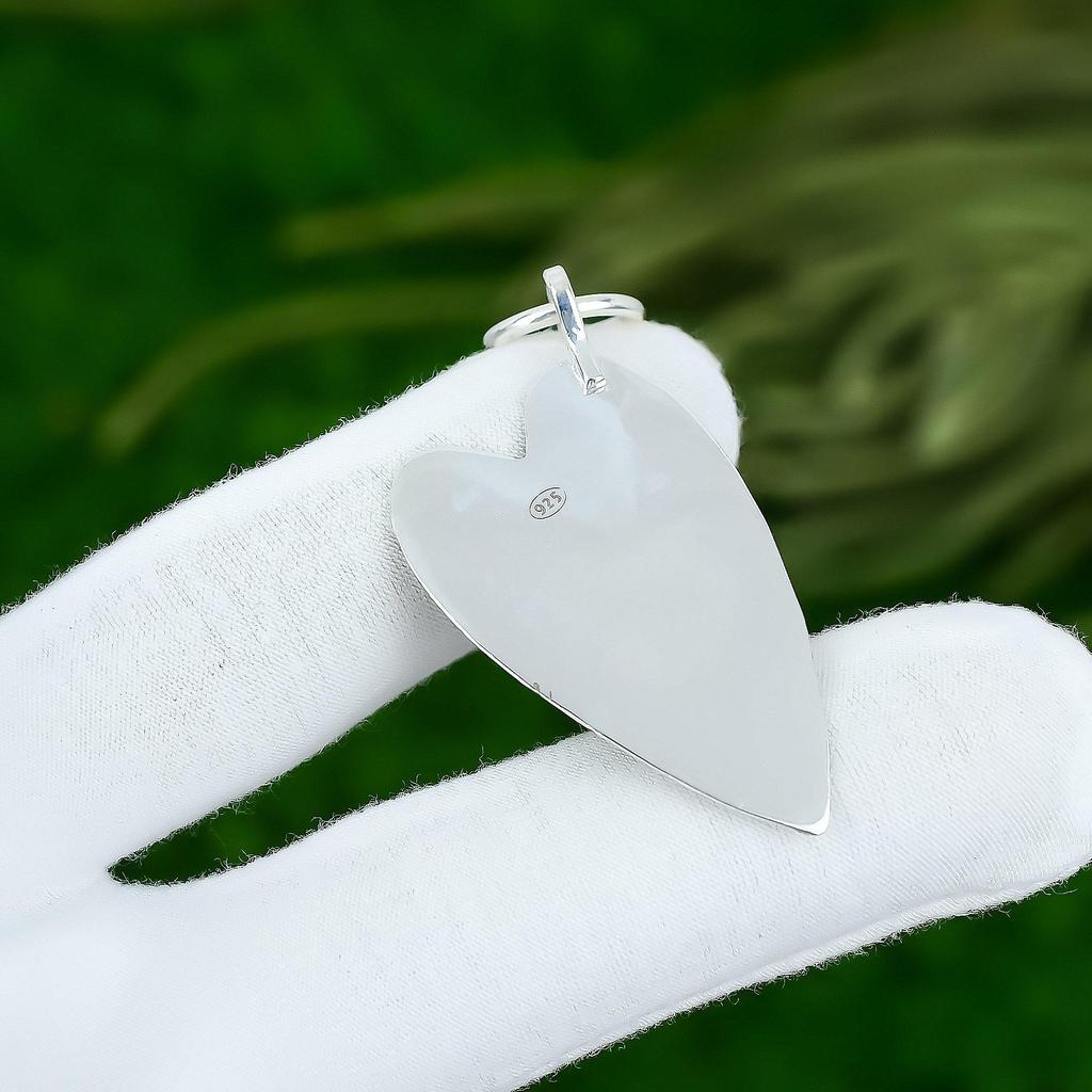 Sterling Silver Pentagon Prehnite Rough Gemstone Mother Boho Anniversary Pendant