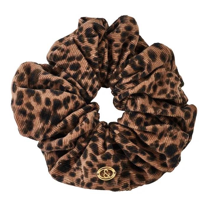 & COUTURE LEOPARD CORDUROY HAIR SCRUNCHIE