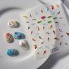 5D Embossed Colorful Lotus Leaf Small Fish Soft Relief Nail Art Stickers Diy