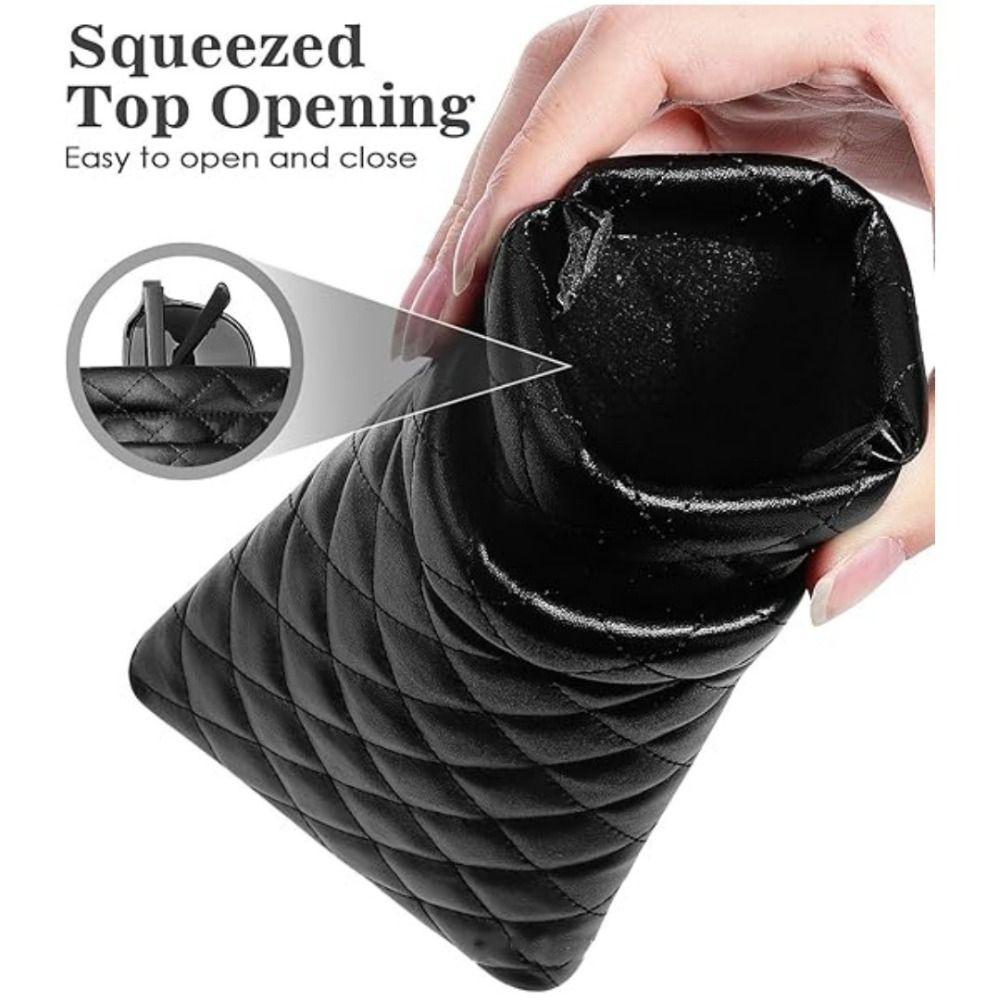 Portable Spring Auto-close Glasses Bag Leather Glasses Storage Bag  Eyewear Protector Case