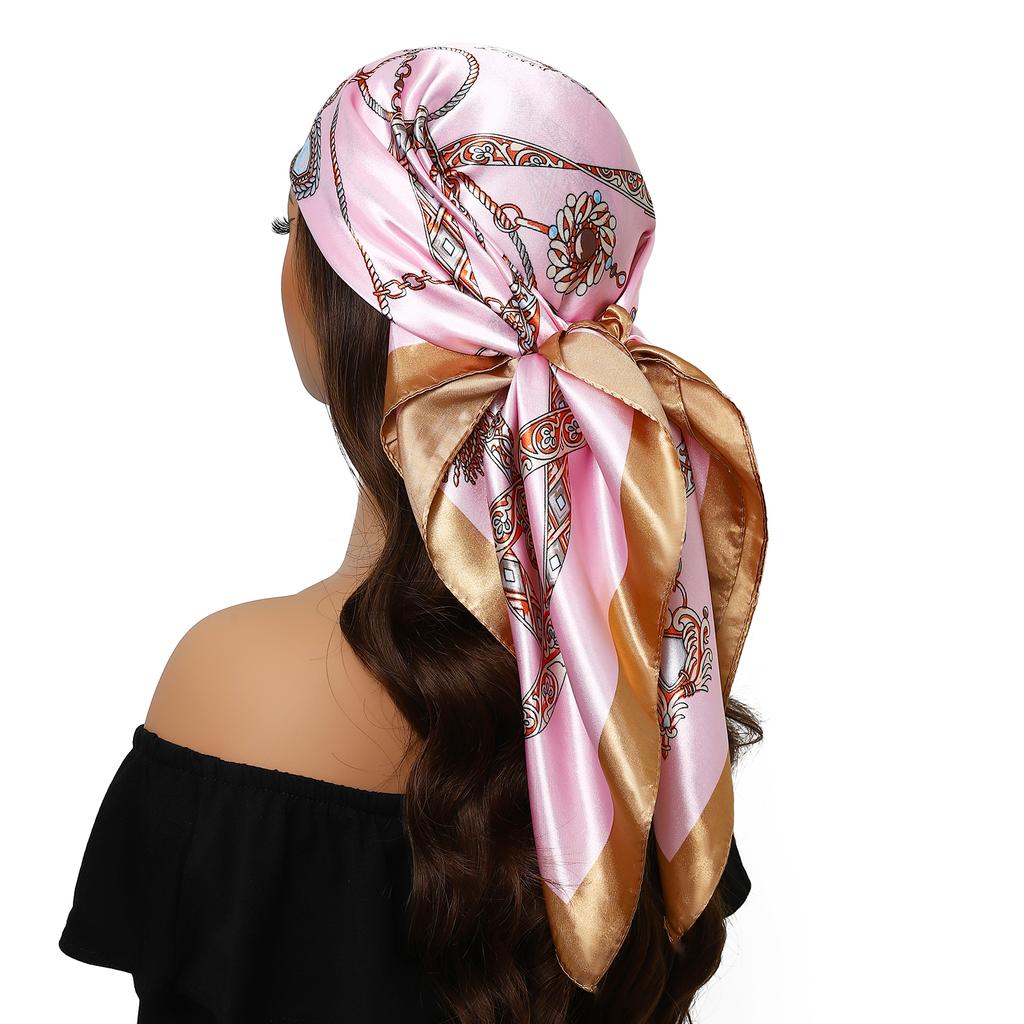 Europe America Kerchief Four Seasons Popular Silk Scarves Luxury Style Sunscreen Square Shawls New Fashion 90X90CM Headcloth