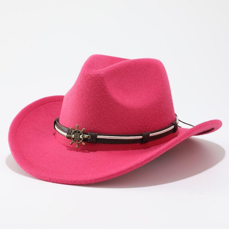 New ethnic woolen western cowboy hat metal skull accessories jazz hat fashion versatile top hat