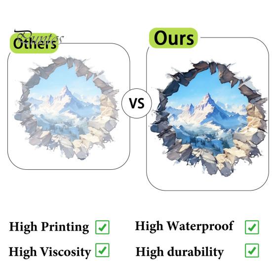 Modern Minimalist Room Decor Snow Peak Wall Sticker, 3D Landscape Decorative Decal, Durable Mountain Stickers PVC Waterproof Window Film, for