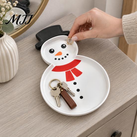 Christmas Snowman Serving Tray Tray, Holiday Party Decorative 3D Festive Snack Container Printed Platter Dish for Snacks, Candies, Goodies,