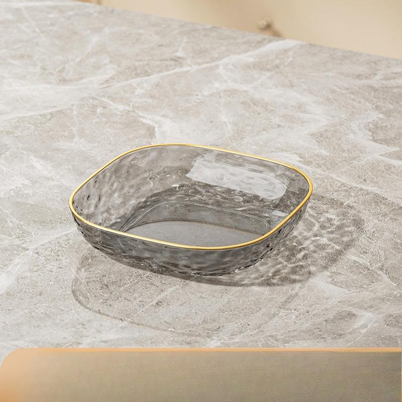 Square Trays with Golden Borders, Suitable for Serving,  Fruits, Desserts, Cakes, Snacks, Breakfast