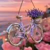 1Pc Enchanting Lavender Bicycle Light Catcher 8 Inches X 8 Inches With Flower Basket Perfect For Home and Garden Decoration