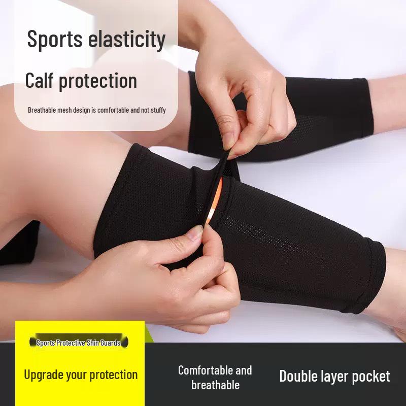 Breathable Football Leg Guards with Mesh and Sweat-Wicking Sock Sleeves