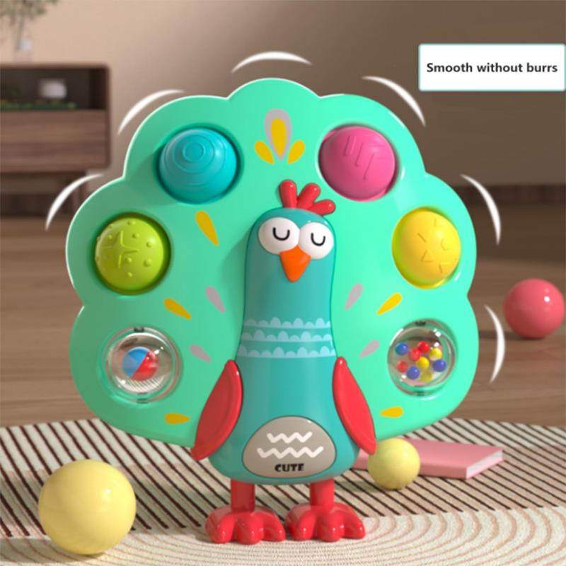 Baby grabbing practice board pressing peacock toy baby decompression puzzle finger training fine motor toy