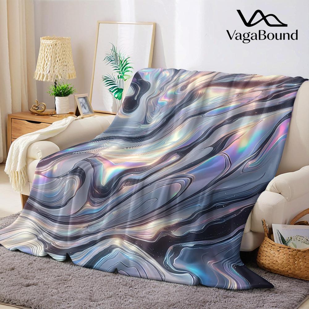 Iridescent Marble Swirl Flannel Blanket Warm Soft Halloween Christmas Couch Warm Cozy Decorative Decor Gift for All Season