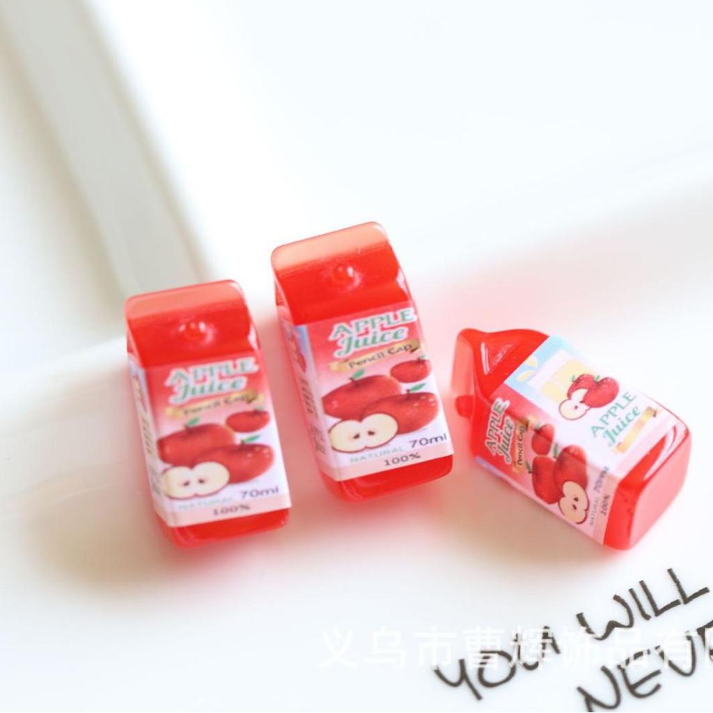 Simulation Milk Beverage Bottle DIY Resin Jewelry Toy - Small Ornaments with Strawberry and Apple Juice Design