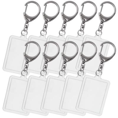 [EBISU Design] Hamepachi Rectangular Acrylic Keychain, Made In Japan, 50 X 35mm, Pack of 10, Photo Insertion Keychain