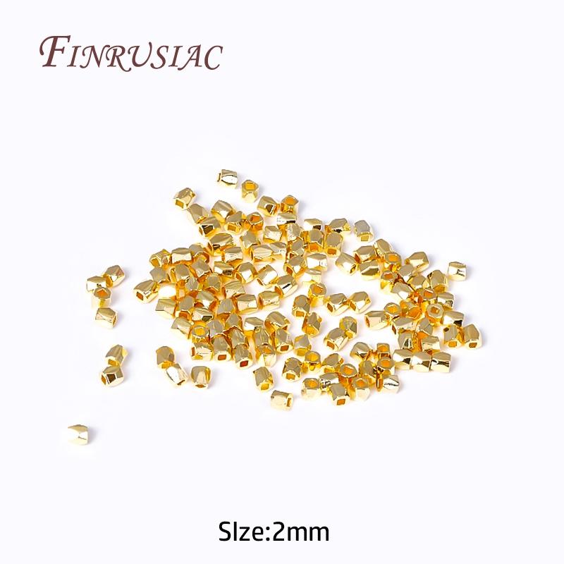 2mm/3mm 18K Gold Plated Metal Spacer Separator Beads Wholesale,Cut Corner Square Spacer Beads For DIY Bracelet Necklace Making