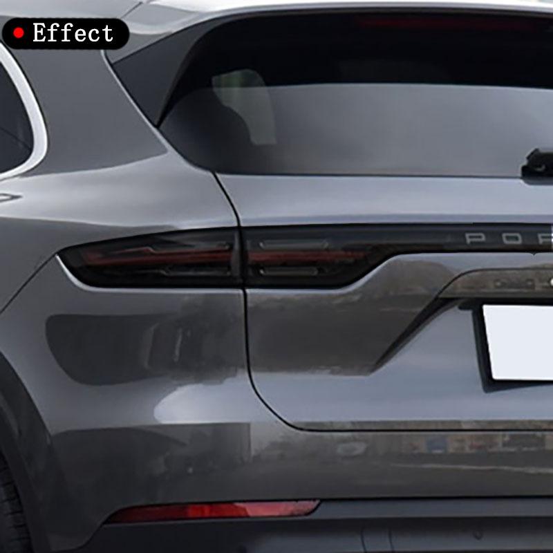 2 Pcs Car Headlight Tailight Protective Film Transparent Black TPU Sticker For Porsche Cayenne Macan Taycan 2011 To