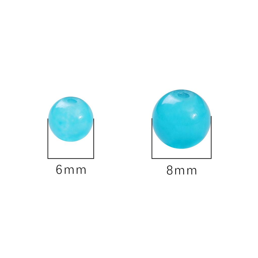 Glass Jelly Solid Color Imitation Jade Round Beads Loose Beads DIY Handmade Necklace String Beads Jewelry Accessories Beads for Jewelry Making