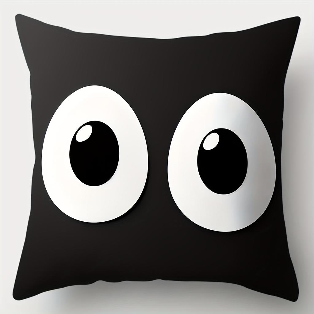 4pcs Set, Sofa Pillowcase, Black Background Expression Pillowcase, 17.7" * 17.7", Single-Sided Print, Home Decoration, Sofa Wais