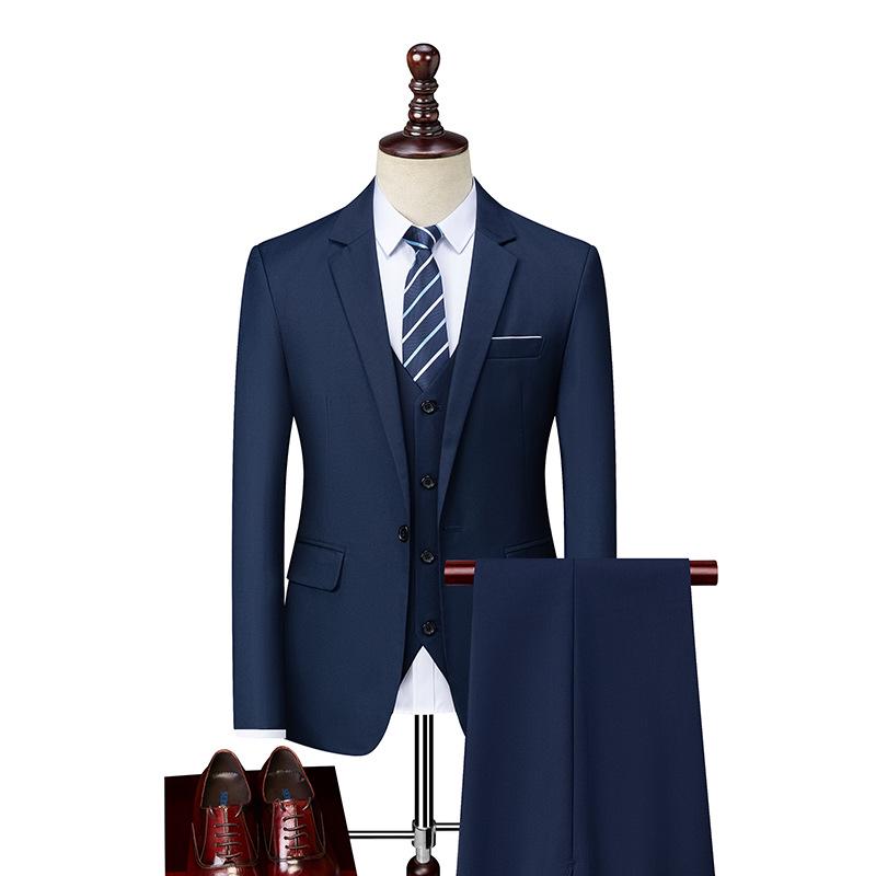 Men's Slim Fit Three-Piece Business Suit for Formal and Photography Events