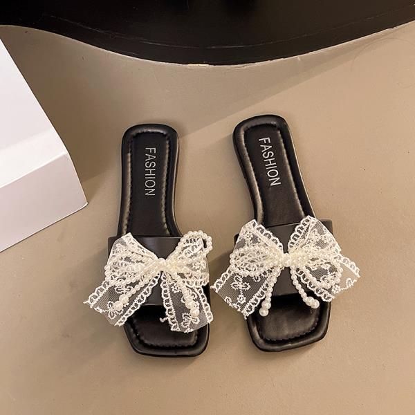 Fashion Big Size Butterfly-Knot Shoes Ladies' Slippers Summer Clogs Woman Flat Beach Slides Butterfly-knot Butterfly-Knot Shoes Slippers