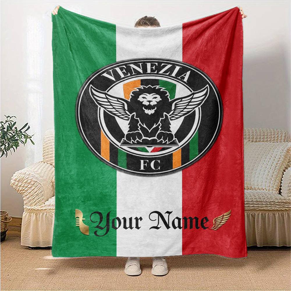 Name Custom Venezia FC Print Flannel Blanket High Quality Warm Comfortable Cover for All Seasons Perfect for Gifts Home Decor
