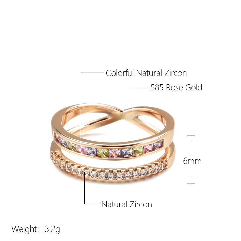 New Natural Zircon Ring For Women  Rose Gold Stackable Band Rings Fashion High Quality Daily Jewelry Party Accessories