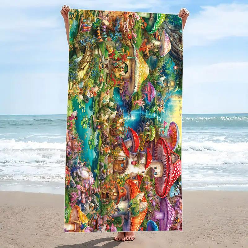 Fairyland Wonderland Print Beach Towel, Large Soft Quick Dry Towel for Beach Camping Swimming